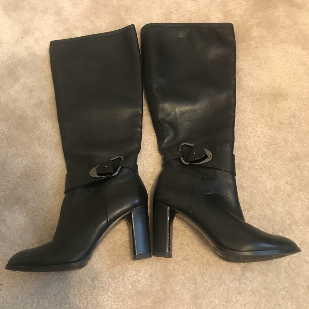 Black leather boots